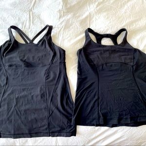 LULULEMON 2 black tanks, size 10